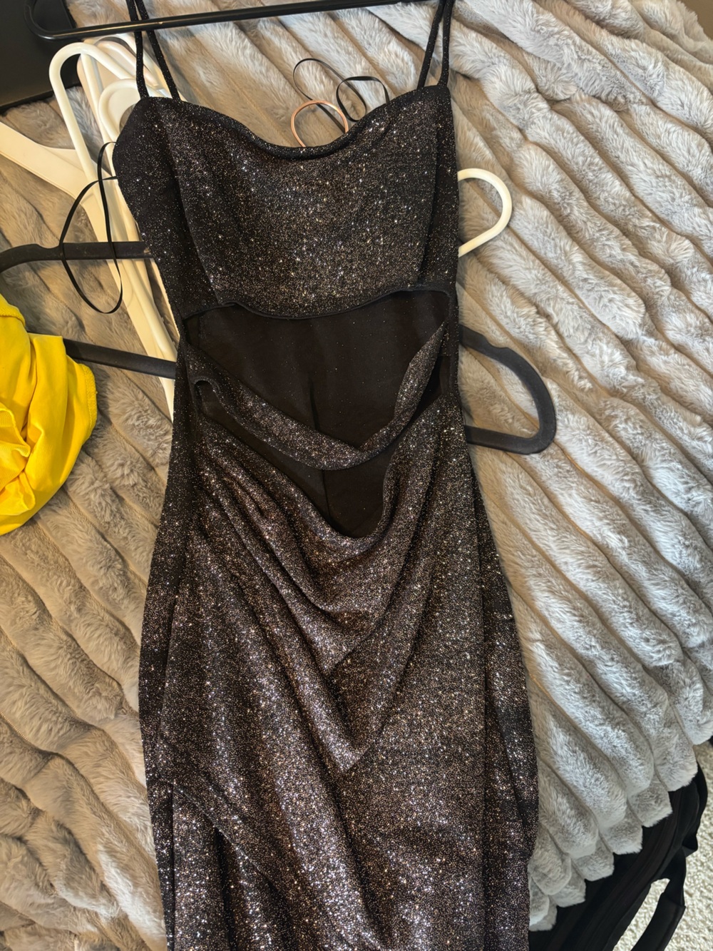 Jessica Black Glitter Dress with Sparkle Finish
